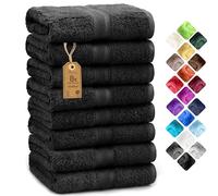 NatureMark 8 Hand Towels Set - 100% Cotton - Soft and Absorbent Bathroom Towels, Durable and Comfortable, Size 50 x 100 cm, Black