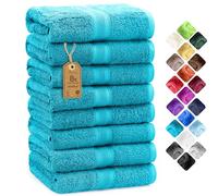 NatureMark 8 Hand Towels, Turquoise, Pack of 8-50 x 100 cm