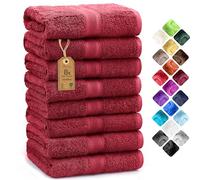 NatureMark 8 Hand Towels Set - 100% Cotton - Soft and Absorbent Bathroom Towels, Durable and Comfortable, Size 50 x 100 cm, Burgundy Red