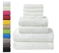 NatureMark 8-Piece Terry Towel Set - 100% Cotton - Soft & Absorbent - 4 Guest Towels (30 x 50 cm), 2 Hand Towels (50 x 100 cm), 2 Bath Towels (70 x 140 cm) - White