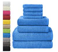 NatureMark 8-Piece Terry Towel Set - 100% Cotton - Soft & Absorbent - 4 Guest Towels (30 x 50 cm), 2 Hand Towels (50 x 100 cm), 2 Bath Towels (70 x 140 cm) - Royal Blue