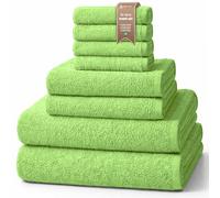 NatureMark 8-Piece Terry Towel Set with Various Sizes - 4 Guest Towels, 2 Hand Towels, 2 Bath Towels | Colour: Apple Green | 100% Cotton