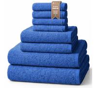 NatureMark 8-Piece Terry Towel Set with Various Sizes - 4 Guest Towels, 2 Hand Towels, 2 Bath Towels | Colour: Royal Blue | 100% Cotton