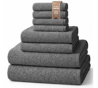 NatureMark 8-Piece Terry Towel Set, 100% Cotton, Anthracite Gray