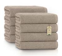 NatureMark GREEN MARK Hand Towels - Set of 8 - 100% Cotton, Soft & Absorbent, Premium Quality for Bathroom, Spa and Gym, 50 × 100 cm, Sand/Beige