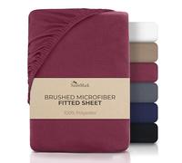 NatureMark Microfiber Fitted Sheet 90 x 200 cm - Soft, Breathable & Wrinkle-Free - Deep Pocket up to 25 cm - Non-Slip Elastic - Easy Care, Burgundy Red