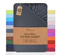 NatureMark Microfiber Fitted Sheet - Soft, Breathable & Comfortable - With Elastic Band - 120 x 200 cm - Anthracite Grey