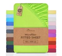 NatureMark Microfibre Fitted Sheets, Soft to Touch, Feels Cool in Summer and Warm in Winter, With Elasticated Trim for Easy Fitting, 100% Polyester Apple Green, 120 x 200 cm