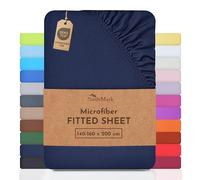 NatureMark Microfiber Fitted Sheet - Soft, Breathable & Comfortable - With Elastic Band - 140 x 200 cm - Navy Blue