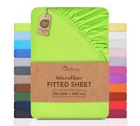NatureMark Microfiber Fitted Sheet - Soft, Breathable Elastic - For Mattresses up to 25 cm, Apple Green, 180x200-200x200 cm