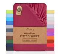 NatureMark Microfiber Fitted Sheet - Soft, Breathable & Comfortable - With Elastic Band - 180 x 200 cm - Burgundy Red