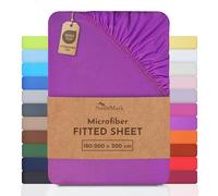 NatureMark Microfiber Fitted Sheet - Soft, Breathable & Comfortable - With Elastic Band - 180 x 200 cm - Purple