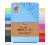 NatureMark Microfiber Fitted Sheet - Soft, Breathable & Comfortable - With Elastic Band - 90 x 200 cm - Light Blue