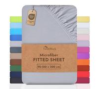 NatureMark Microfibre Fitted Sheets, Soft to Touch, Feels Cool in Summer and Warm in Winter, With Elasticated Trim for Easy Fitting, 100% Polyester Silver Gray, 90 x 200-100 x 200 cm