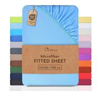 NatureMark Microfiber Fitted Sheet - Soft, Breathable & Comfortable - With Elastic Band - 140 x 200 cm - Light Blue