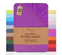NatureMark Microfibre Box Spring Bed & Water Bed Fitted Sheet 200 x 220 cm - 40 cm Base Height - 200 x 220 cm Fitted Sheet - 100% Polyester, Purple