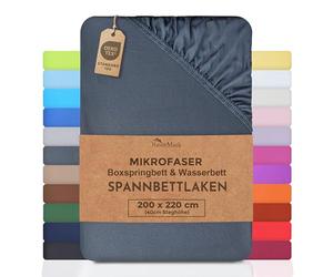 NatureMark Microfibre Box Spring Bed & Water Bed Fitted Sheet 200 x 220 cm - 40 cm Base Height - 200 x 220 cm Fitted Sheet - 100% Polyester, Anthracite/Dark Grey