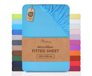 NatureMark - Microfibre Fitted Sheet Many Sizes and Colours (200 x 220 cm - 40 cm, Turquoise)