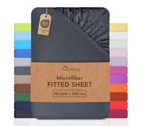 NatureMark Microfibre Fitted Sheets, Soft to Touch, Feels Cool in Summer and Warm in Winter, With Elasticated Trim for Easy Fitting, 100% Polyester Anthracite, 180 x 200-200 x 200 cm