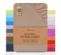 NatureMark Microfibre Fitted Sheets, Soft to Touch, Feels Cool in Summer and Warm in Winter, With Elasticated Trim for Easy Fitting, 100% Polyester Sand/Beige, 180-200 x 200 cm