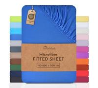 NatureMark Microfibre Fitted Sheets, Soft to Touch, Feels Cool in Summer and Warm in Winter, With Elasticated Trim for Easy Fitting, 100% Polyester Blue (180x200-200x200 cm)