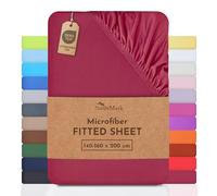NatureMark Microfibre Fitted Sheets, Soft to Touch, Feels Cool in Summer and Warm in Winter, With Elasticated Trim for Easy Fitting, 100% Polyester Burgundy, 140 x 200-160 x 200 cm