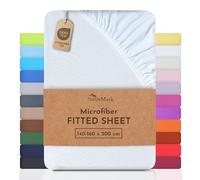NatureMark Microfiber Fitted Sheet - Soft, Breathable & Comfortable - With Elastic Band - 140 x 200 cm - White