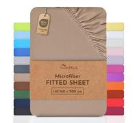 NatureMark Microfibre Fitted Sheets, Soft to Touch, Feels Cool in Summer and Warm in Winter, With Elasticated Trim for Easy Fitting, 100% Polyester Beige, 140 x 200-160 x 200 cm