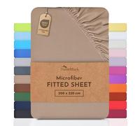 NatureMark Microfibre Fitted Sheets, Soft to Touch, Feels Cool in Summer and Warm in Winter, With Elasticated Trim for Easy Fitting, 100% Polyester Sand/Beige (200 x 220 cm)