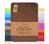 NatureMark Microfibre Fitted Sheets, Soft to Touch, Feels Cool in Summer and Warm in Winter, With Elasticated Trim for Easy Fitting, 100% Polyester Choco Brown, 180 x 200-200 x 200 cm