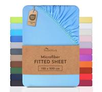 NatureMark Microfibre Fitted Sheets, Soft to Touch, Feels Cool in Summer and Warm in Winter, With Elasticated Trim for Easy Fitting, 100% Polyester Light Blue (120 x 200 cm)