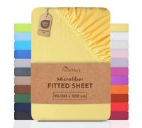 NatureMark Microfibre Fitted Sheets, Soft to Touch, Feels Cool in Summer and Warm in Winter, With Elasticated Trim for Easy Fitting, 100% Polyester Yellow, 90 x 200-100 x 200 cm