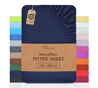 NatureMark Microfibre Fitted Sheets, Soft to Touch, Feels Cool in Summer and Warm in Winter, With Elasticated Trim for Easy Fitting, 100% Polyester Navy Blue (120 x 200 cm)