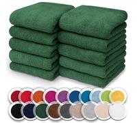 NatureMark Pack of 10 Wash Cloths | 100% Cotton | Terry Cloth Flannels | Size 30 x 30 cm | Terry Cloth Flannels in Pack of 10 Colour: Dark Green