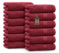 NatureMark 12 Guest Towels, 100Percent Cotton, Burgundy Red, Pack of 12-30 x 50 cm