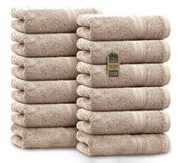 NatureMark 12 Guest Towels, 100Percent Cotton, Sand, Pack of 12-30 x 50 cm
