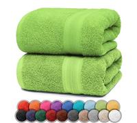NatureMark Pack of 2 Bath Towels - 100% Cotton, 500 g/m² - Soft, Absorbent & Durable - For Home, Sauna & Travel - 70 x 140 cm, Apple Green