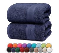 NatureMark Pack of 2 Bath Towels - 100% Cotton, 500 g/m² - Soft, Absorbent & Durable - For Home, Sauna & Travel - 70 x 140 cm, Navy Blue