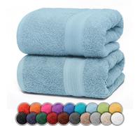 NatureMark Pack of 2 Bath Towels - 100% Cotton, 500 g/m² - Soft, Absorbent & Durable - For Home, Sauna & Travel - 70 x 140 cm, Light Blue