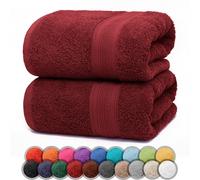 NatureMark Pack of 2 Bath Towels - 100% Cotton, 500 g/m² - Soft, Absorbent & Durable - For Home, Sauna & Travel - 70 x 140 cm, Burgundy Red