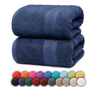 NatureMark Pack of 2 Bath Towels, 70 x 140 cm, 100% Cotton, Navy Blue