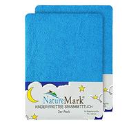 NatureMark Pack of 2 Children's Fitted Sheets - Super Soft Terry Towelling, Skin-Friendly & Easy Care - Perfect for Quiet Nights - 70 x 140 cm, Turquoise