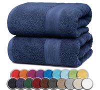 NatureMark Pack of 2 Sauna Towels/Bath Towels - Premium Quality 80 x 200 cm - Sauna Towel 100% Cotton - Colour: Navy Blue