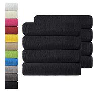 NatureMark Pack of 8 Terry Towels, Hand Towels, Hand Towel Set, 50 x 100 cm, Black, 100% Cotton