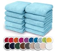 NatureMark Set of 10 Washcloths Made of 100% Cotton - Soft and Absorbent Face and Hand Towels - Practical for Bathroom and Kitchen - 30 x 30 cm, Light Blue