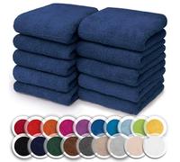 NatureMark Set of 10 Washcloths Made of 100% Cotton - Soft and Absorbent Face and Hand Towels - Practical for Bathroom and Kitchen - 30 x 30 cm, Navy Blue