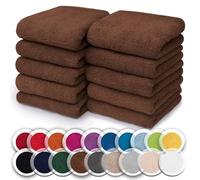 NatureMark Set of 10 Washcloths Made of 100% Cotton - Soft and Absorbent Face and Hand Towels - Practical for Bathroom and Kitchen - 30 x 30 cm, Chocolate Brown