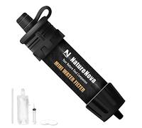 NatureNova Mini Water Filter Portable Emergency Water Filtration System Hiking Camping Straw Survival Gear Emergency Preparedness（Black, 1 Pack)
