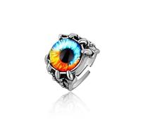 Naturepernulo Gothic Dragon Eye Ring for Men Punk Eyeball of Hell Demon Biker Ring Halloween Devil Evil Eye Dragon Eagle Claw Rings, Metal, No Gemstone
