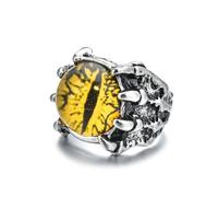 Naturepernulo Gothic Dragon Eye Ring for Men Punk Eyeball of Hell Demon Biker Ring Halloween Devil Evil Eye Dragon Eagle Claw Rings, Metal, No Gemstone